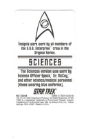 Classic Star Trek Sciences Uniform Insignia Card 1994 BS