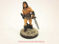 Fantasy Miniature D&D Barbarian Warrior Sword Hammer Painted 308