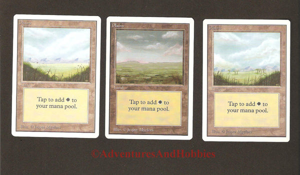 Magic the Gathering MTG Land Plains Unlimited Set of 3 Light Play CCG 229AS