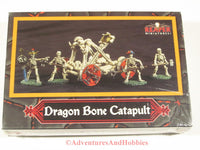 Miniature dragon bone catapult and skeleton crew Reaper 10004 for 25mm scale fantasy war games.