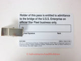 Star Trek TNG USS Enterprise Official Bridge Pass Identification Card ID Badge 1992 BQ