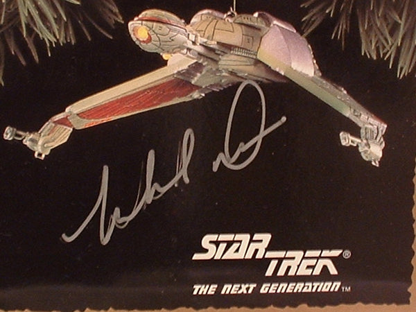 Star Trek TNG Klingon Bird of Prey Ornament With Lights Signed Box Michael Dorn 
