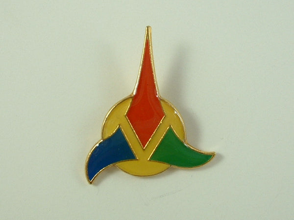 Star Trek Pin Klingon Logo Tricolor Red Blue Green Small Cloisonne Metal Hollywood Pins