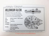 Star Wars Millennium Falcon Rebel Alliance File 0002 Technical Data Card 1995 BQ-D