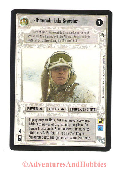 Star Wars CCG Commander Luke Skywalker 103 Hoth black border trading card game.