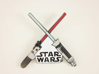Star Wars Pin Crossed Lightsabers White Logo 1993 Lucas Films Metal