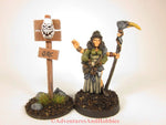Wargame scenery wooden warning sign with orc skull T1530 for 25 to 28mm miniatures games.