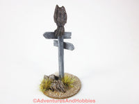 Wargame Scenery Road Sign Post With Vulture T1598 25-28mm Post Apocalypse