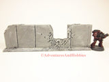 Style T586 Battle Damaged Straight Wall Section Ruin for 25-28mm Scale Miniature War Games.