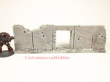 Style T588 Battle Damaged Straight Wall Section Ruin for 25-28mm Scale Miniature War Games.