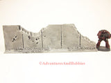 Style T590 Battle Damaged Straight Wall Section Ruin for 25-28mm Scale Miniature War Games.