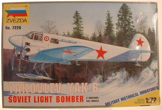 1:72 WWII Soviet Yakovlev Yak-8 Light Bomber Zvezda 7220 IA Model Kit